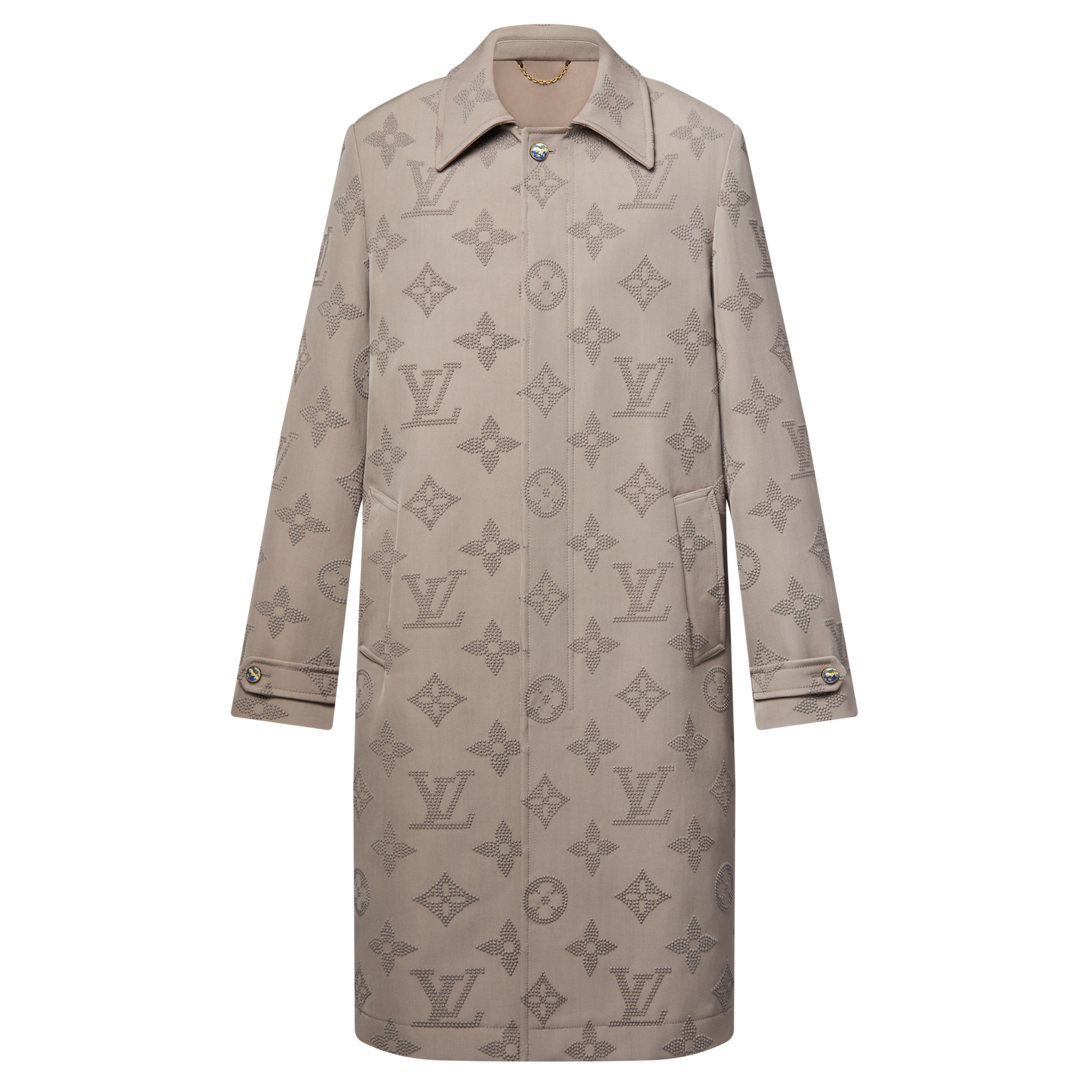 LOUIS VUITTON コート 48 Louis Vuitton Mens Black Cotton Damier Long Suit Trench Coat Size